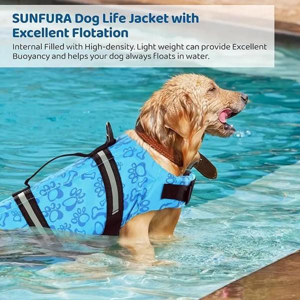 Dog Life Jacket, Reflective&Adjustable Dog Life Vests Large Float Orange Pet Swimwear,Cat Apparel Accessories For Small And Medium Dogs Swimming