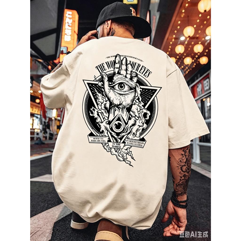 Unisexs Tshirt with Mysterious Allround View Print 100 Cotton Casual Summer Shortsleeved Top Outdoor Street Fashion Style