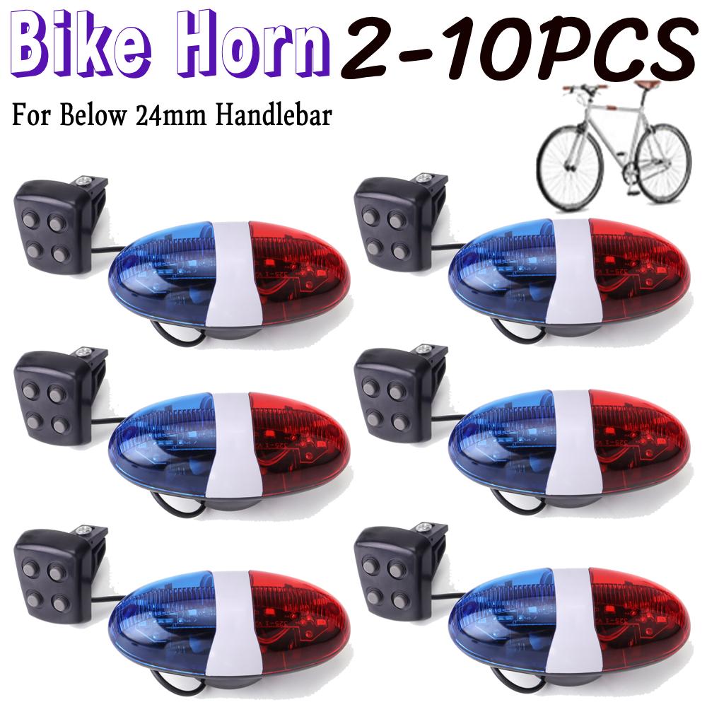 2-10PCS Bike Horn With Mounting Bracket Electric Bike Horn with Flashing LED Light Electronic Bell For Below 24mm Handlebar