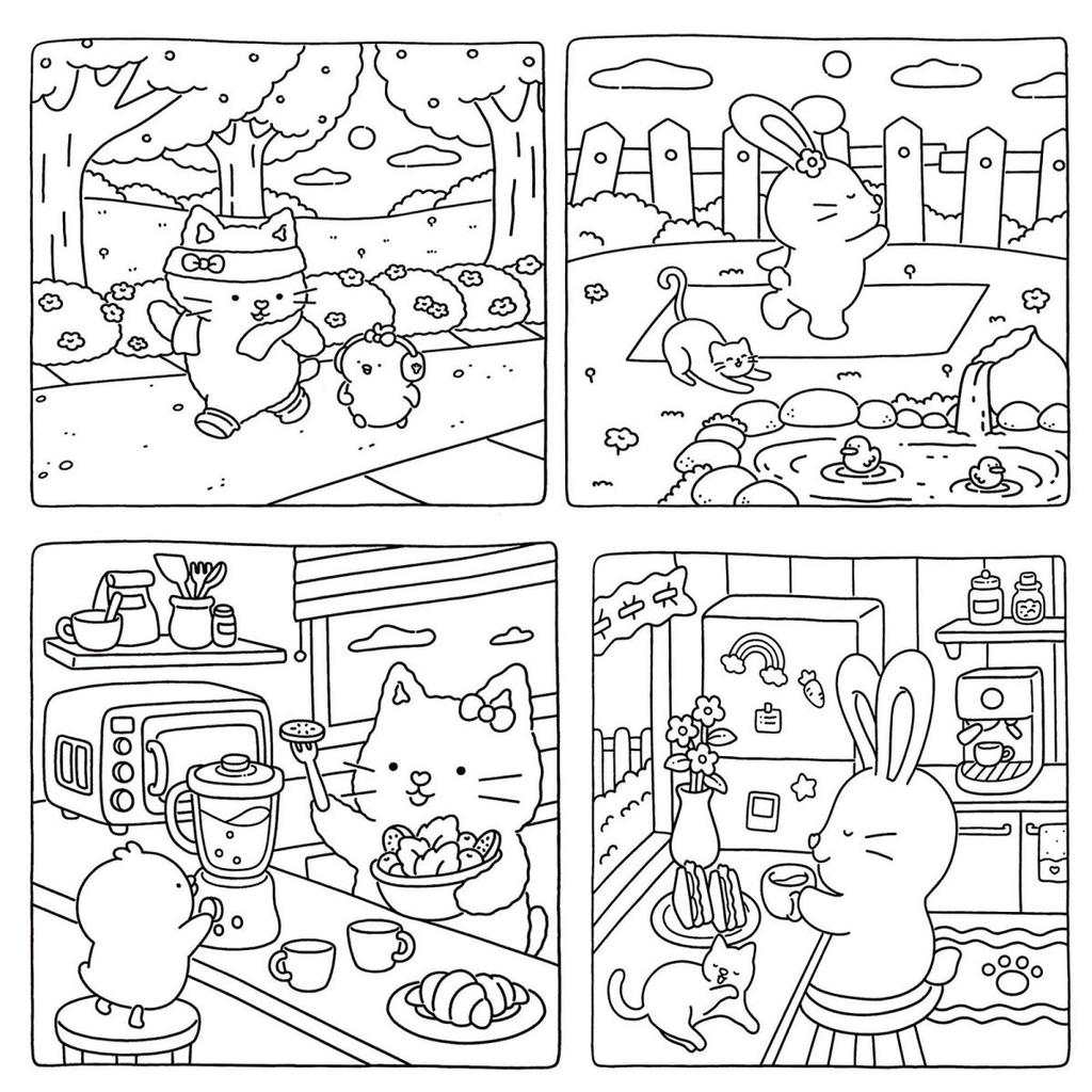 Girls Day :Coloring Book for Adults Teens Featuring Adorable Animals Valentines Cartoon Coloring Fill in The Blank Drawing Book