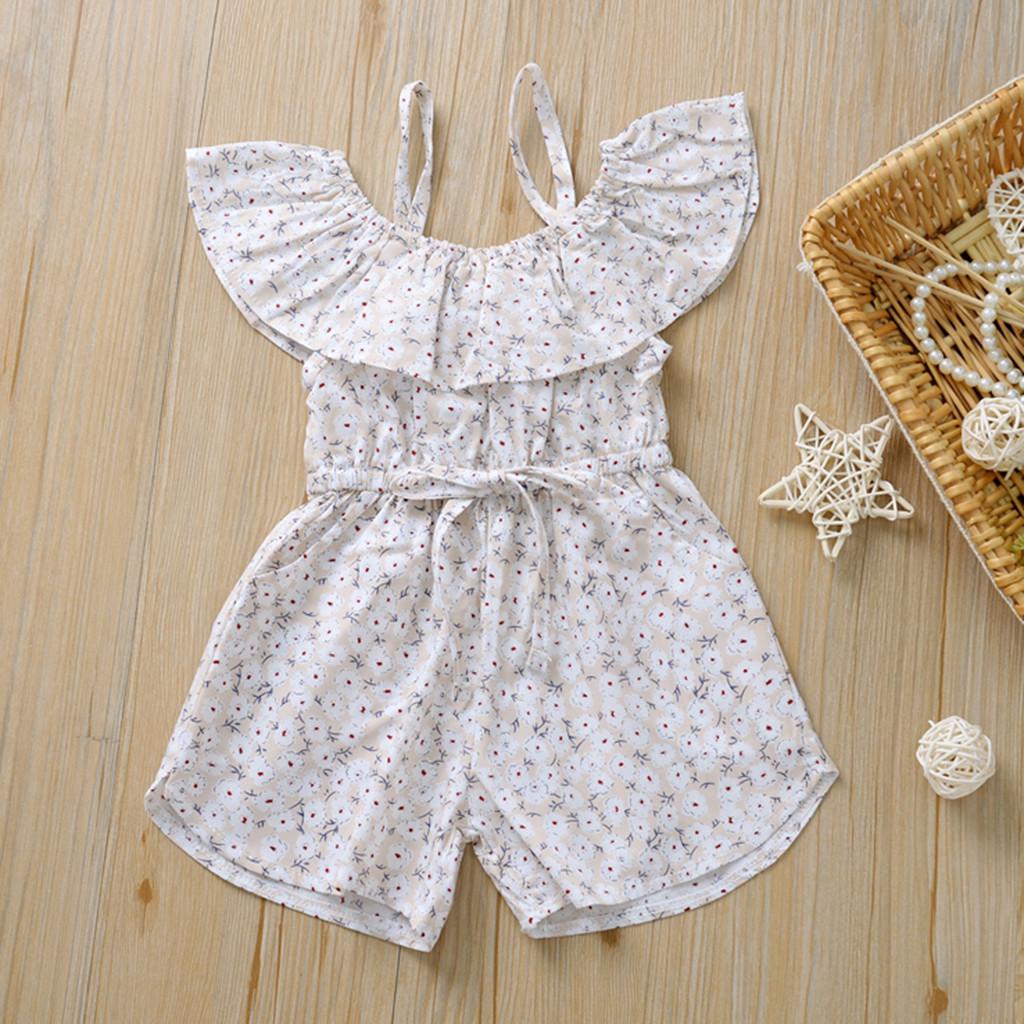 

Комбинезон с цветочным принтом и бантом для маленьких девочек, комбинезон, одежда для маленьких девочек