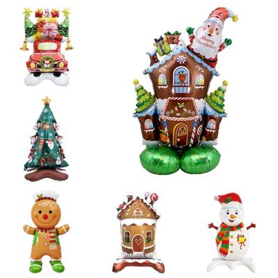 Decorazione gonfiabile natalizia in piedi Babbo Natale pupazzo di neve Palloncino in alluminio Decorazione Ornamento festivo riutilizzabile per feste di Natale Decorazione per la casa
