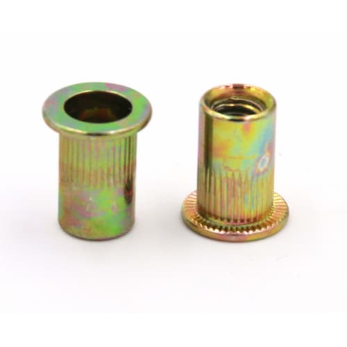 Zinc Plated Carbon Steel Rivet Nuts Flat Head Insert Nuts, 50 Pack, M6