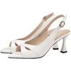 Temperament fish mouth sandals niche style summer new open-toed high heels patent leather white hollow shoes
