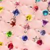 36-Piece Colorful Heart-Shaped Diamond Gemstone Rings for Girls' Birthdays