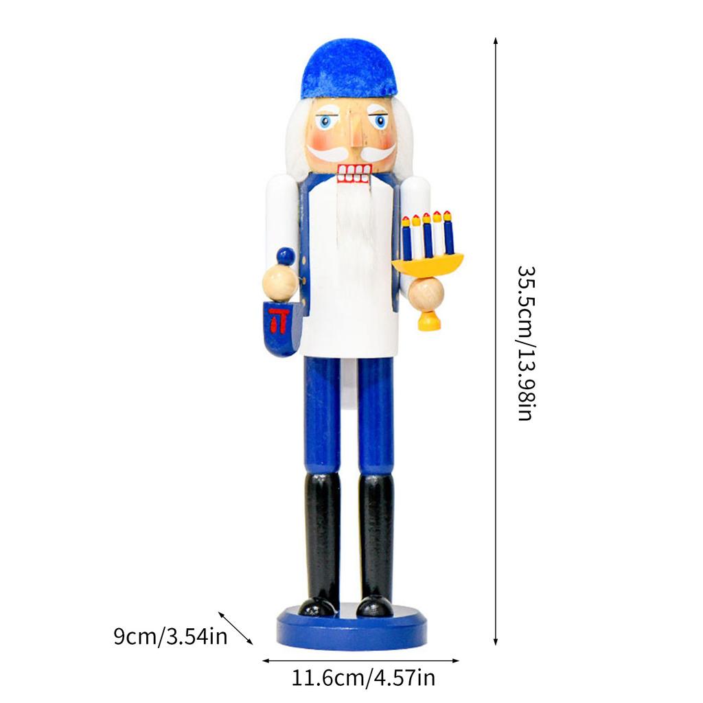 Traditional Wood Hanukkah Nutcrackers Soldier Figurine Christmas Decors For Mantels Bookshelves Or Table Centerpieces