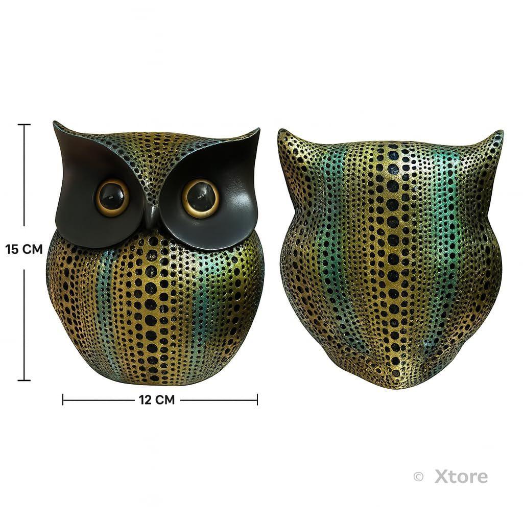 Modern Classy Lucky Owl Resin Art Figure Showpiece -(Pack of 1,Multicolor)