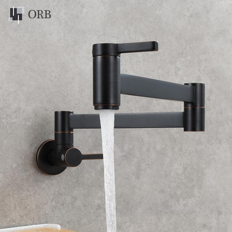 Brass Double Switch Basin Faucet Kitchen In-Wall Foldable Single Cold Tap Mop Sink Extension Pot Filler Faucet Gold Black Chrome