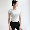 Womens Short Sleeve Yoga Tight Top Slim Fit Sports Running Training Gym Wear