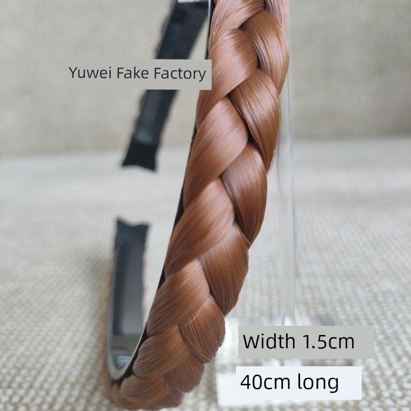 

Mildo New Arrival Handmade Wig Braid Headband Upscale Retro French Headband Widened Hair Accessories Hairpin Hair Band Light Brown 1.5cm wide [Mill]]