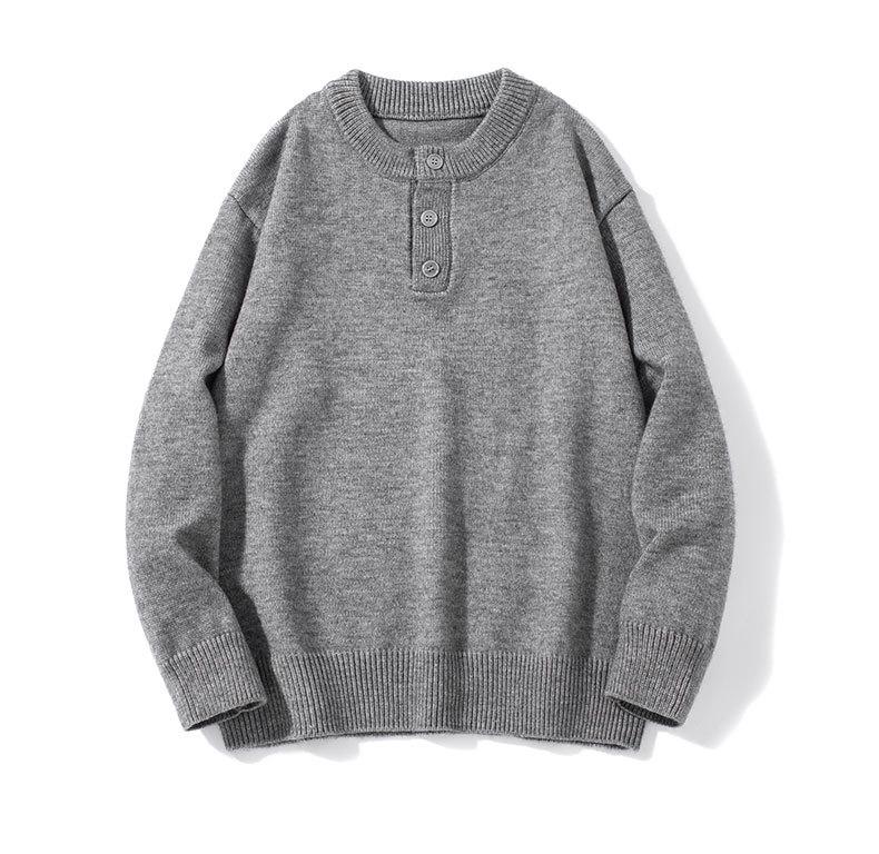 Men's High-Grade Henley Knitwear Hoodie Sweater - Autumn/Winter 2025 Collection