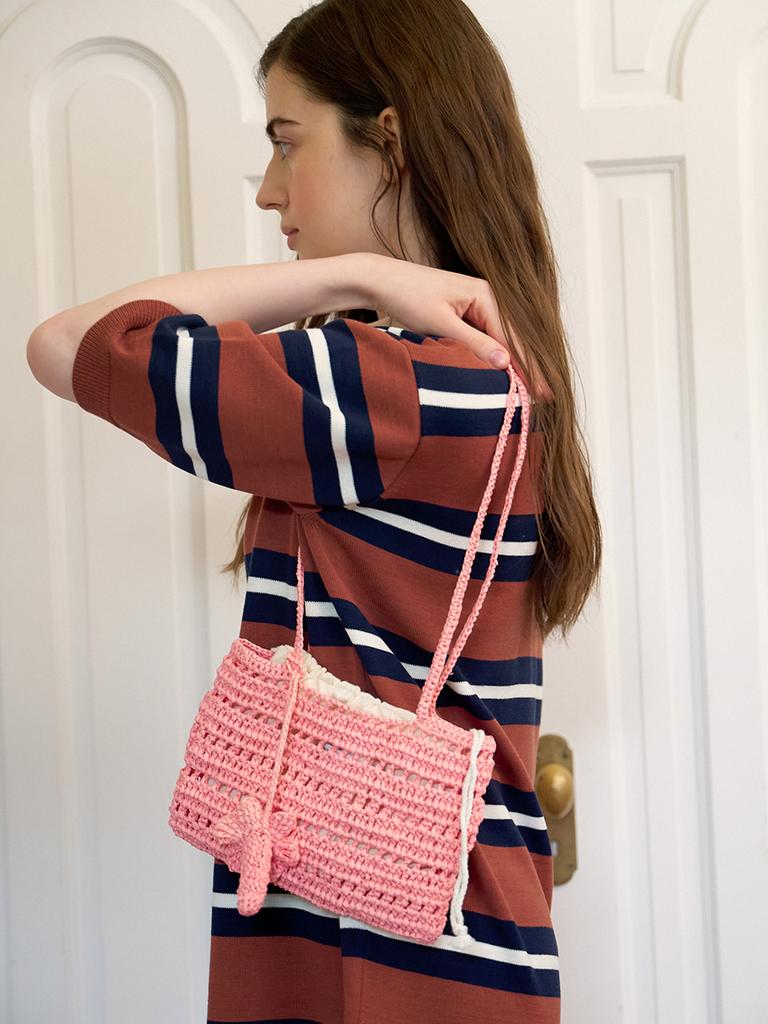 Tinknit Flora Knit Shoulder Bag_Pink