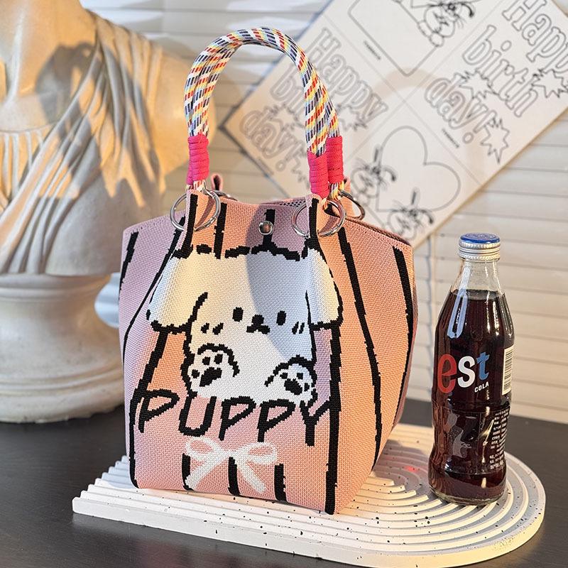 Handtasche mit großer Kapazität im japanischen und koreanischen Strickstil - Tragbare, pendlerfreundliche Tragetasche mit einem kleinen quadratischen Design für diverse Gegenstände