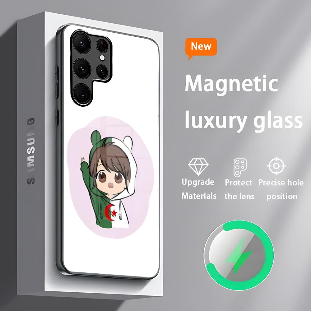 Algeria Flag Phone Case S24 Ultra Cases Celulares For Samsung S24 S23 S22 S21 S20 Plus Ultra Note20 Glass Magnetic Phone Case Samsung S24 Plus
