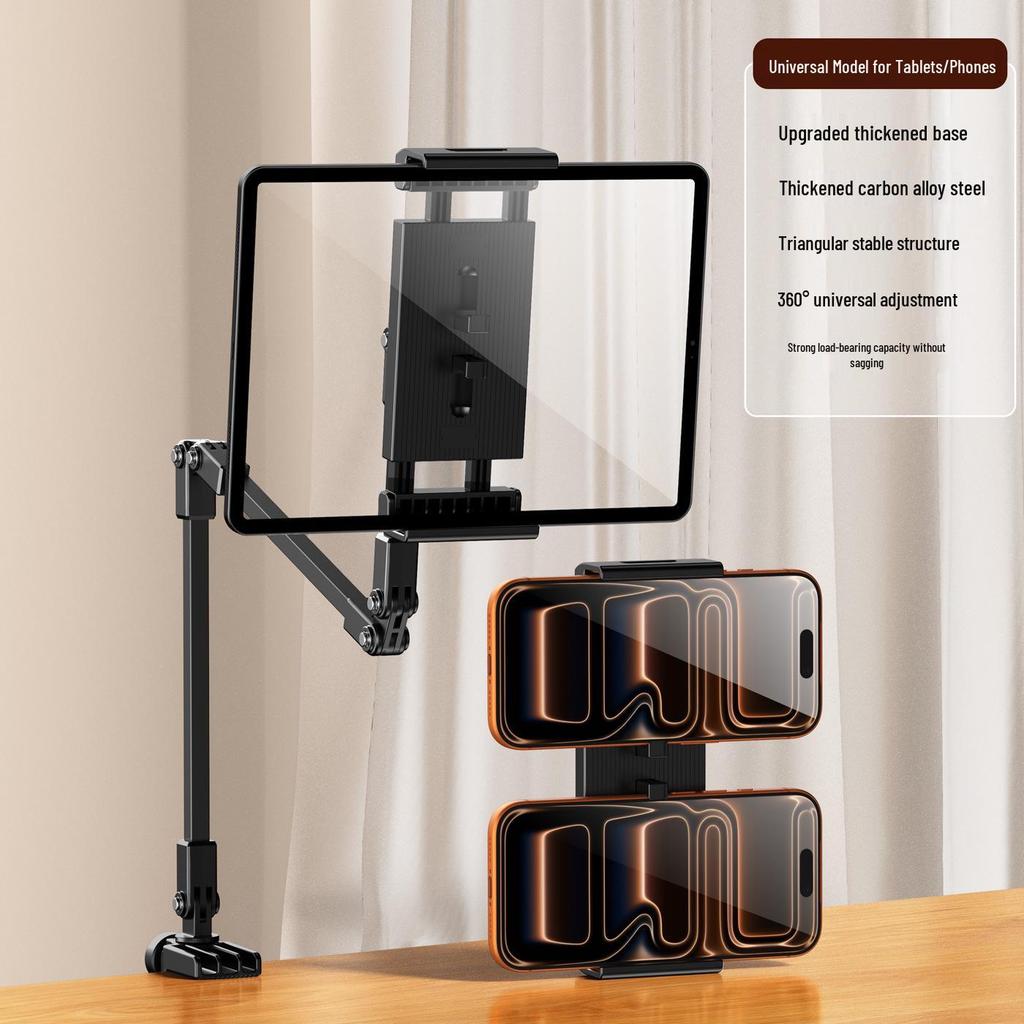 All-Metal Adjustable Phone & Tablet Holder for Desktops & Bedsides - Ideal for Overhead Shots and Live Broadcasts. Suitable for iPads.