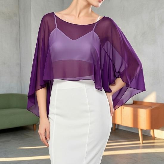 Soft Drape Blouse for Air Conditioned Rooms Women's Shawls And Wraps Evening Dress, Chiffon Shawl, Elegant Sophisticated Office Casual Wear
