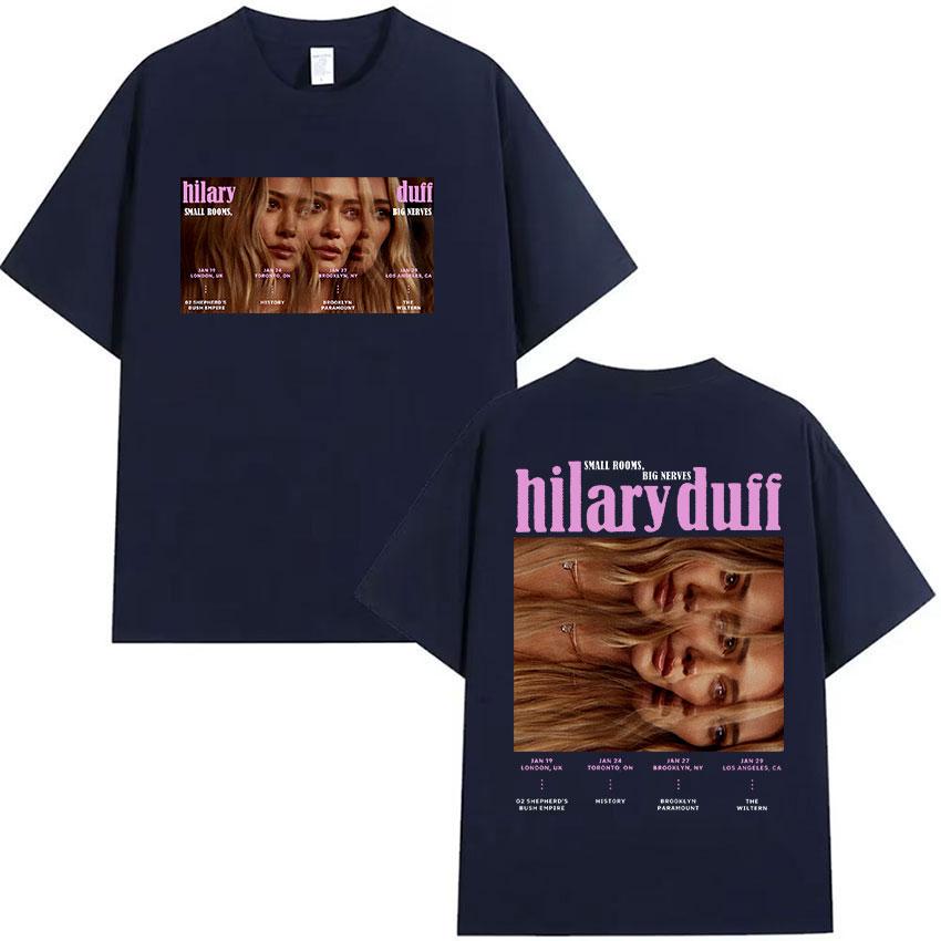 Hilary Duff SMALL ROOMS BIG NERVES Tour 2026 Grafisk T-shirt Unisex Dam Sommar Estetisk Vintage Mode Överdimensionerad Bomulls-T-shirt