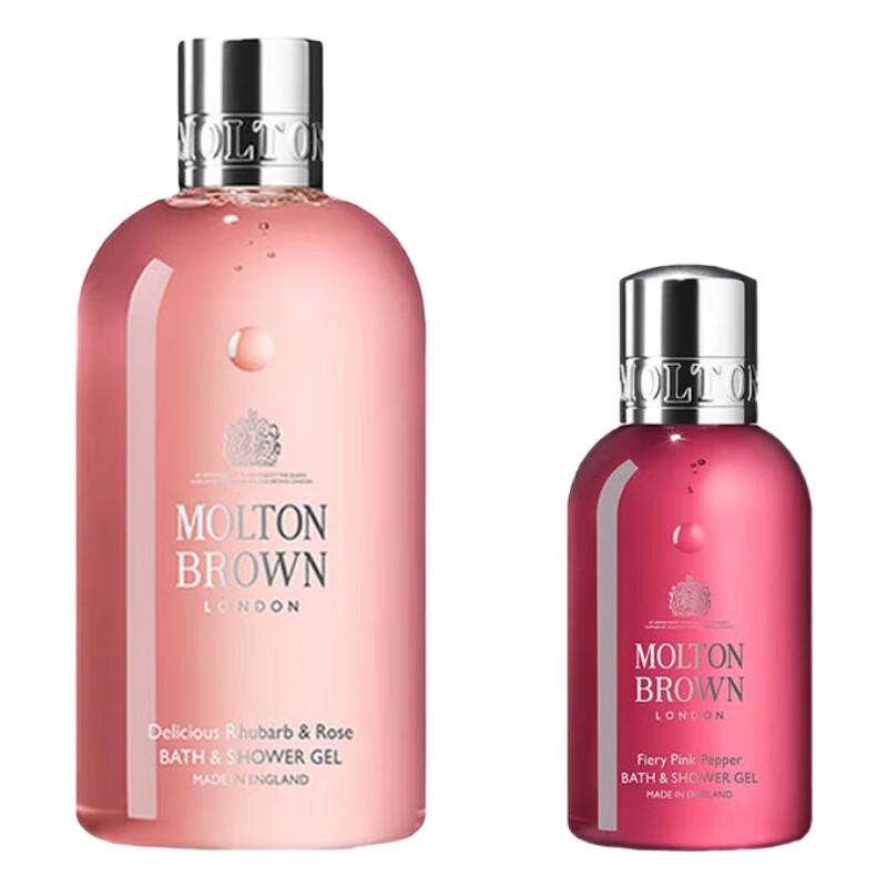 Molton Brown Shower Gel Set: Rhubarb & Rose (300ml) & Fiery Pink Pepper (50ml)