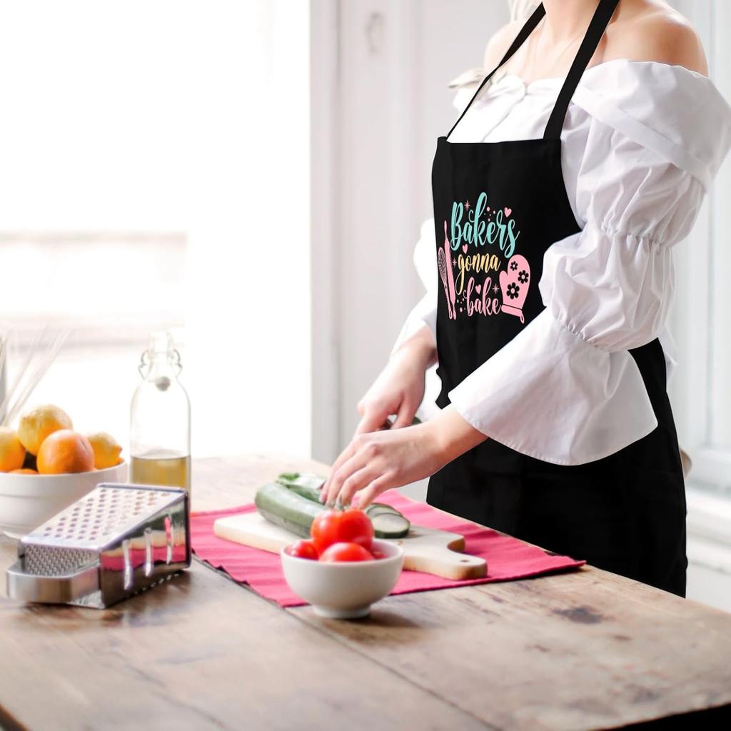 Funny Baking Aprons for Women, Cooking Kitchen Aprons with Pockets, Cute Baking Gifts for Bakers Her Mom Birthday