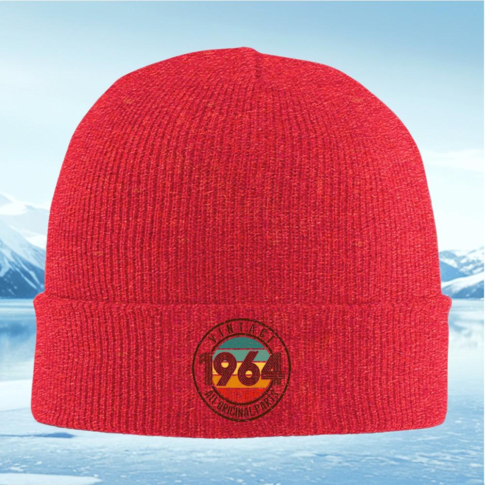 

Vintage 1964 All Original Parts Design Men Women Unisex Knitted Hat Beanie Pullover Cap Winter Thermal Warm Christmas Outdoor Cy