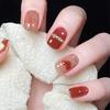 24Pcs Goose Yellow Cream Flower French Acrylic Press On Nails Full Coverage Removable False Nail Art Tips