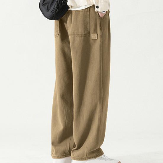 Pantalones de trabajo para hombre, pierna ancha, estilo Retro, transpirables, versátiles, largos, sueltos, de Color sólido, pantalones rectos que combinan con todo