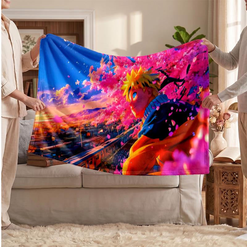 Naruto Uzumaki Printed Flannel Blanket, Skin Friendly Warm Throw for Indoor Couch Bed Daily Use