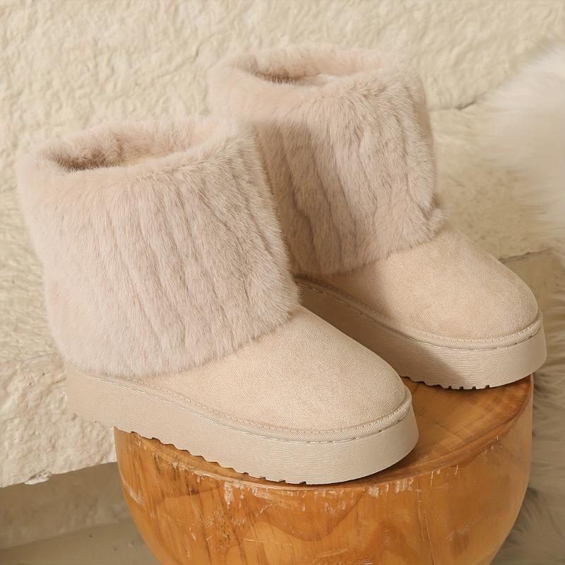 Striped Decorated Women's Snow Boots, Suede Autumn and Winter Casual Thick Soled Midsole Warm and Comfortable Cotton Shoes