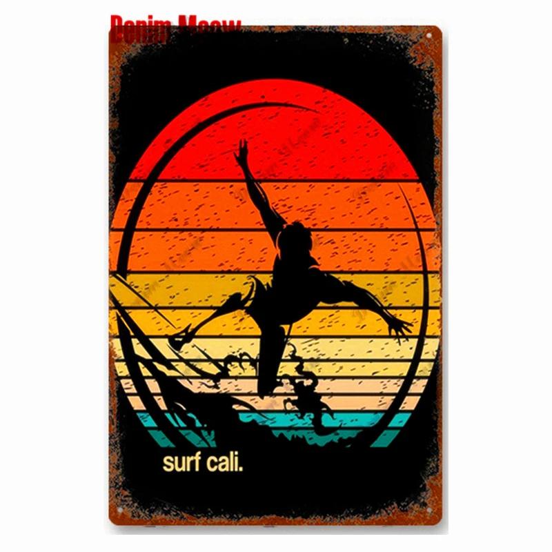 Vintage Beach Time Metal Sign Summer Party Place Plates Relax Surfing Metal Wall Sign Pub Shed Sign Happy Place Decor WY