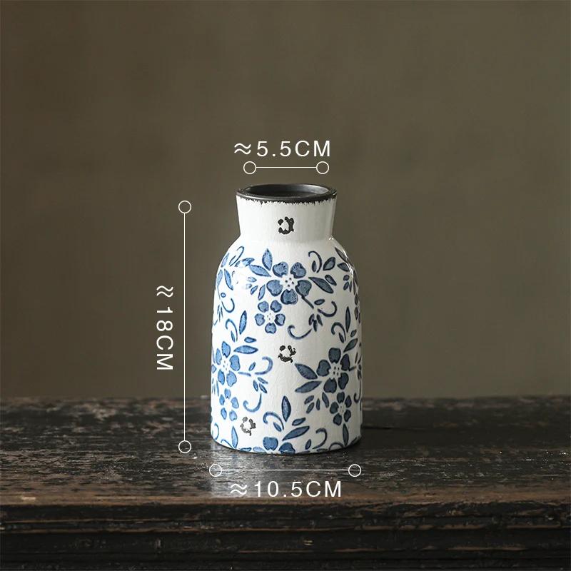 Blue and White Porcelain Vase Hydroponics Ceramic Flower Pots Desk Decoration Flower Arrangement Vases Room Aesthetic Decor