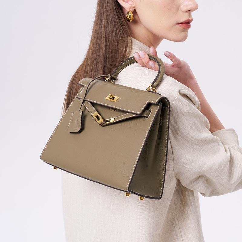 The second generation KL messenger bag light luxury cowhide high-end leather women's commuting versatile fashion shoulder handbag bag