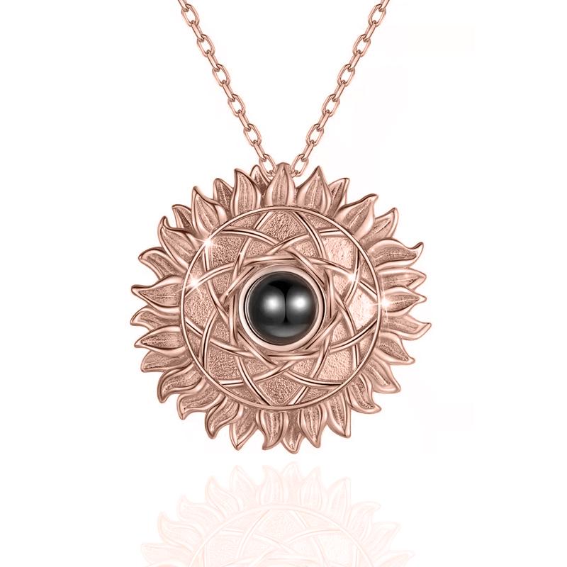 HJJ Sunflower Pendant Necklace - "I Love You" In 100 Languages