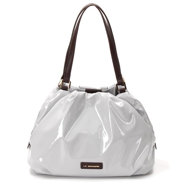 Labagagerie Soft Enamel Light Gray 2-Way Handbag, Medium, B009402, (12)