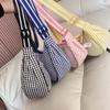 Versatile Nylon Crossbody Bag Adjustable Strap Dumpling Bag Sweet Plaid Shoulder Bag  Outdoor