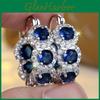 Exquisite Blue Cubic Hoop Zirconia Earrings For Women Elegant Purple Zircon Circle Earrings Wedding Party Jewelry Gift