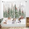 Winter Kitchen Christmas,Christmas Pine Tree Nature Forest Deer Watercolor Cabin Rustic Farmhouse Holiday Window Treatments