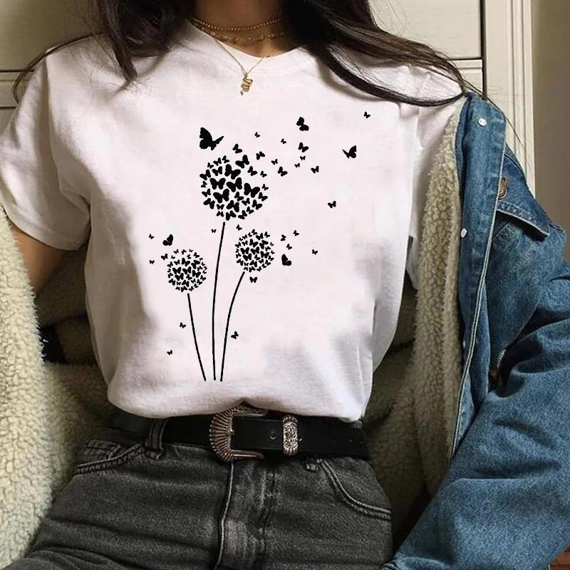 Women 3D Print Clothing Graphic Fox Flower Cartoon Short Sleeve Travel Ladies Clothes Lady Womens T-Shirt