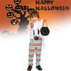 Halloween Child Costume For Kids With Polyester Fabric And Playful Striped Ghost Design For Party Performance