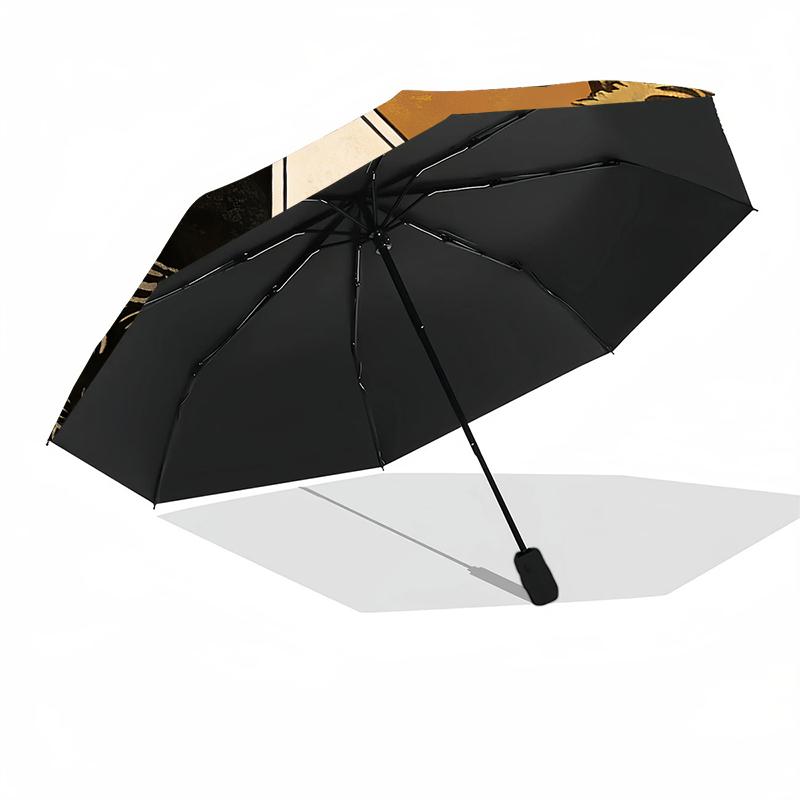1pc Sturdy 8-Bone Auto Umbrella, Bold Striking Tiger Umbrella, Digital Printed, Foldable Umbrella for On-the-Go Outdoor Use