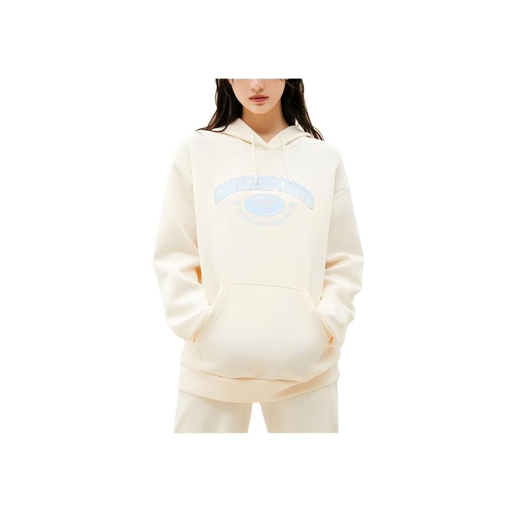Anta Lifestyle Series Lettered Hooded Pullover Sweatshirt Women Sweatshirt Corn-White 162318758-1