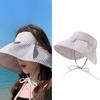 Summer Checkered Sun Hat Foldable Wide Brim Empty Top Beach Hat Breathable Uv Protection Women Sun Shade Visors