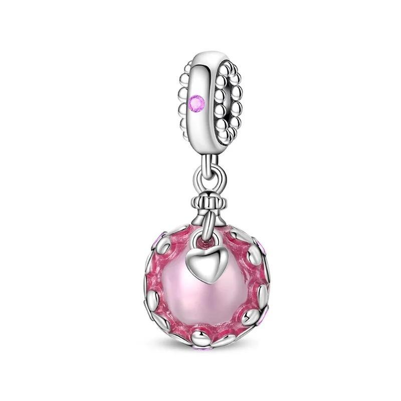 Ny Koppar Rosa Blomster Hängande Berlock Fjäril Hjärta Blomma Ros Fågel Pärla För Halsband Diy Armband Fint Smycke