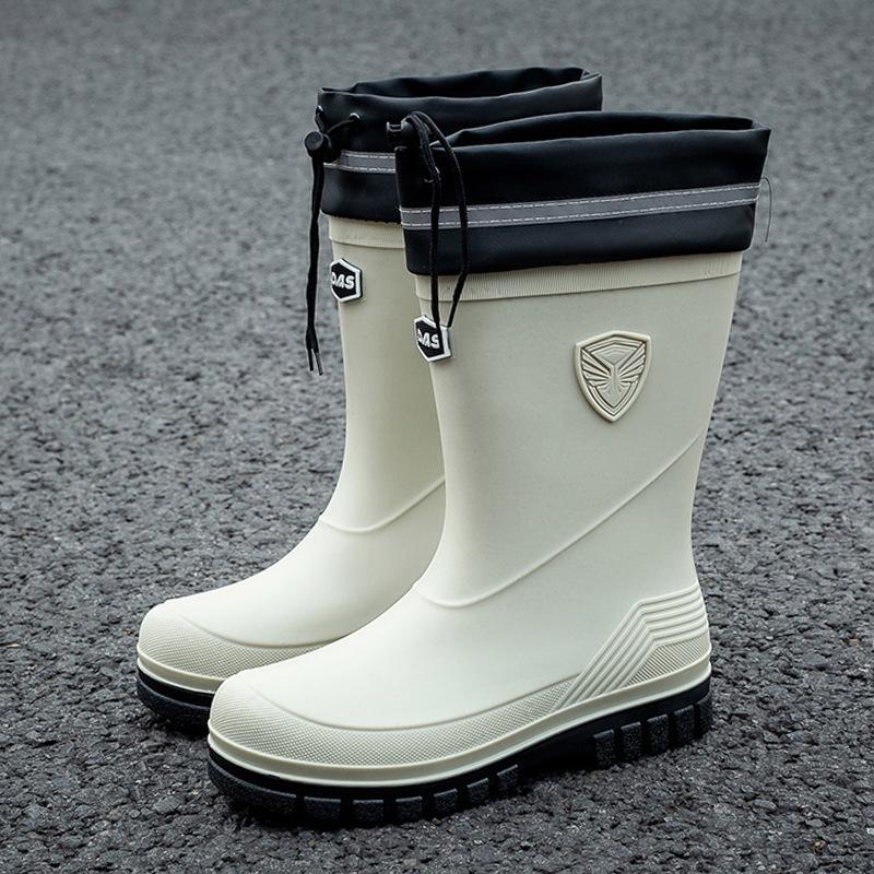 Fashion Men's Water Shoes Winter Wear Non-slip Work Rain Boots New Warm Bundle Middle Tube Rain Shoes Men