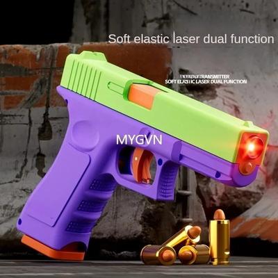 Multi-functional Soft Bullets Laser Toy Gun Shell Ejected Manual Continous Firing Double Mode Pistol with Target Cs Prop