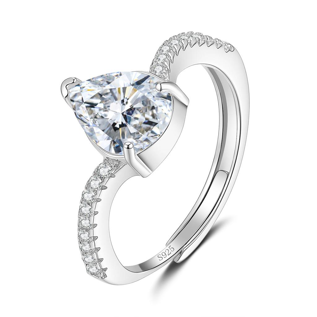 Pear Cut Moissanite Ring S925 Silver Bridal Promise Ring for Women Valentine Wedding Anniversary Gift