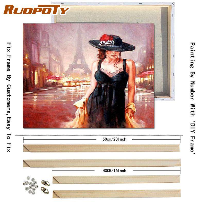 RUOPOTY DIY Frame DIY Painting By Numbers Figure Acrylic Picture By Numbers Handpainted Oil Painting Arts 40x50cm