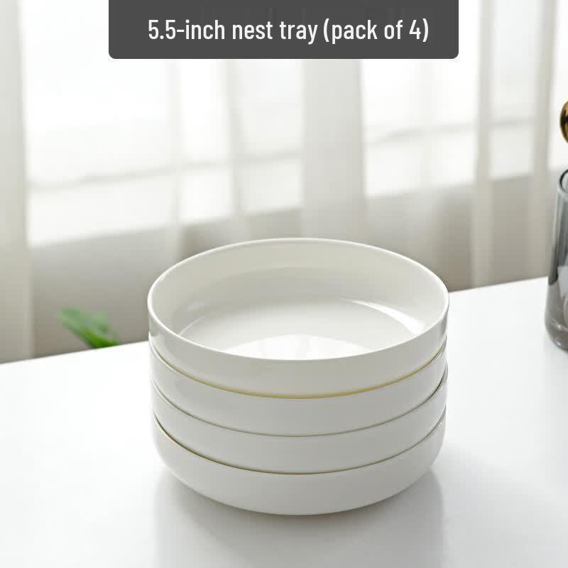 Pure White Ceramic Deep Rimmed Plates