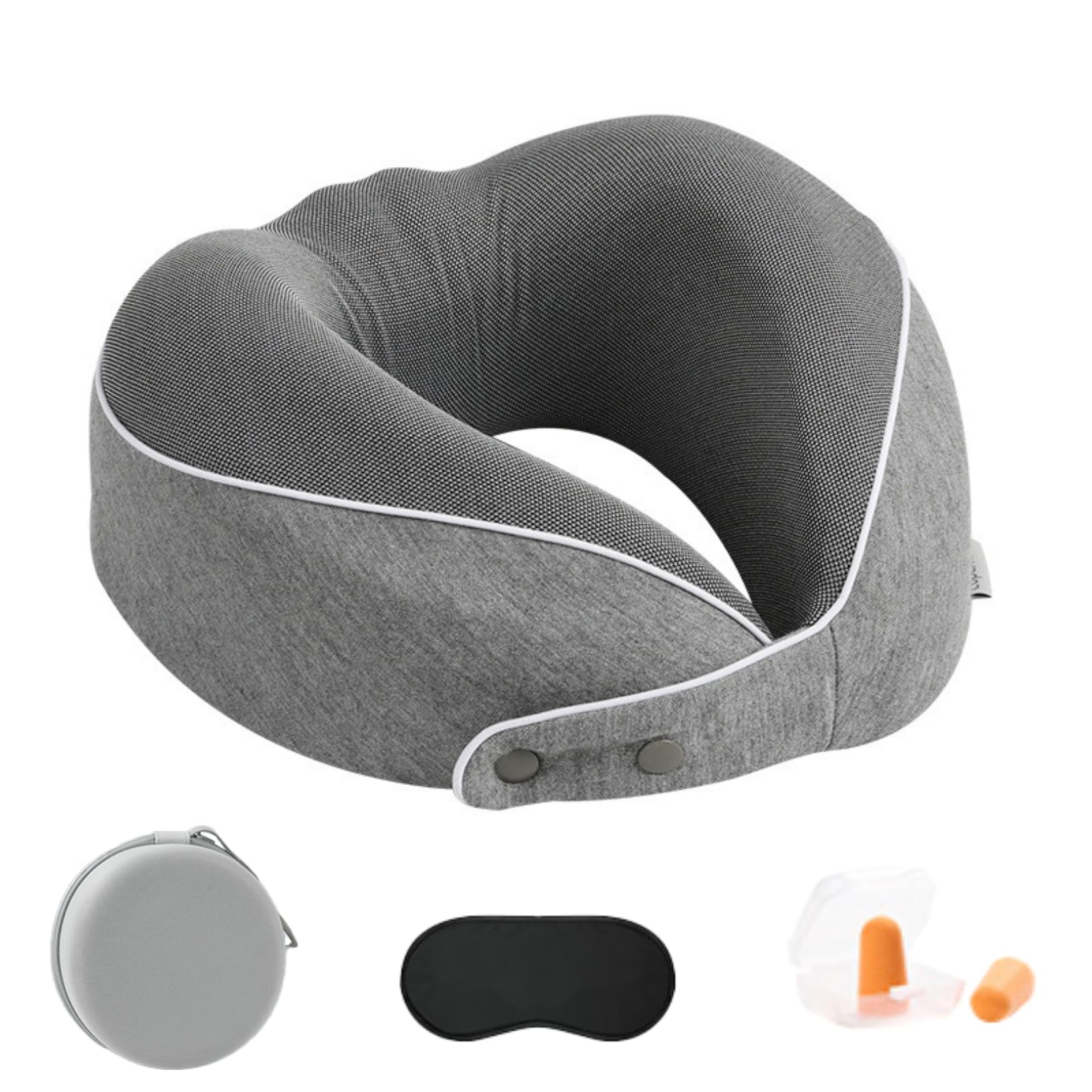 

Подушка для шеи PLEAVIT, Компактная и портативная с чехлом, Идеально подходит для путешествий на самолете, Подушка из пены с памятью, Темно-серый