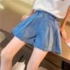 Summer Kid Girls' A-line Shaped Denim Shorts Korean Fashion Pants Children's Jeans 3-12Year Young Girls' Shorts Jeans