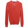 RALPH LAUREN SPORT Long Sleeve Cable Knit V-neck Sweater M Vermilion Knit Women Used